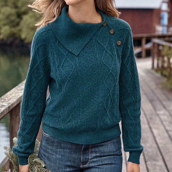 Garnet Hill Fia Cashmere Cabled Sweater XS - Picture 7 of 7